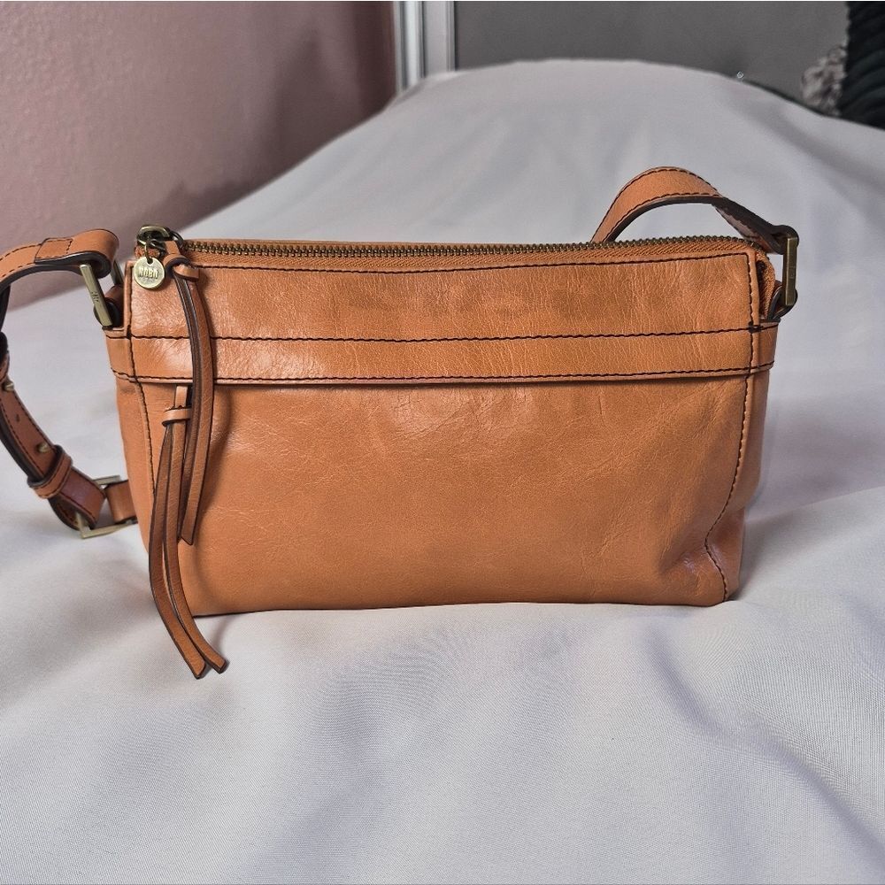 HOBO Leather Crossbody Bag in Tan